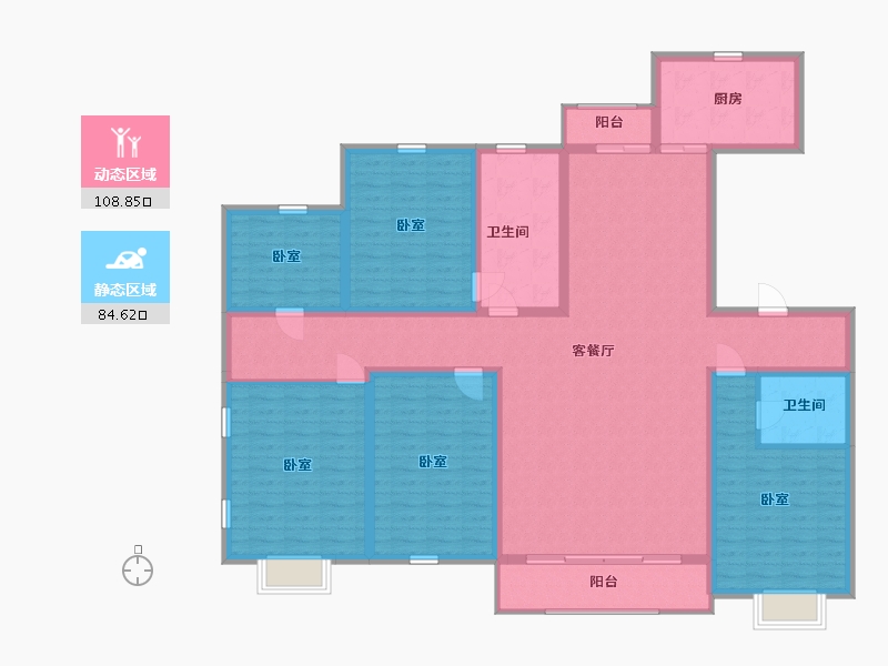 内蒙古自治区-包头市-滨河风景-175.10-户型库-动静分区