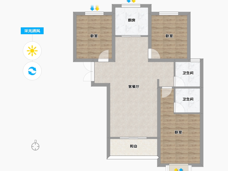 河北省-邢台市-永康万国城-81.96-户型库-采光通风