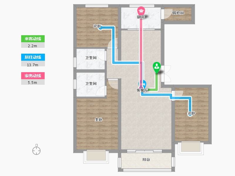 山西省-临汾市-宏锦·城市之家-93.26-户型库-动静线