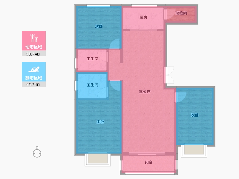 山西省-临汾市-宏锦·城市之家-93.26-户型库-动静分区