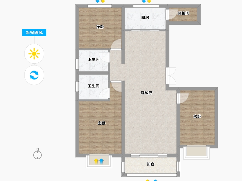 山西省-临汾市-宏锦·城市之家-93.26-户型库-采光通风