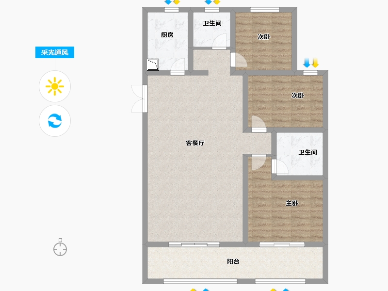 山西省-临汾市-功臣御苑-104.00-户型库-采光通风