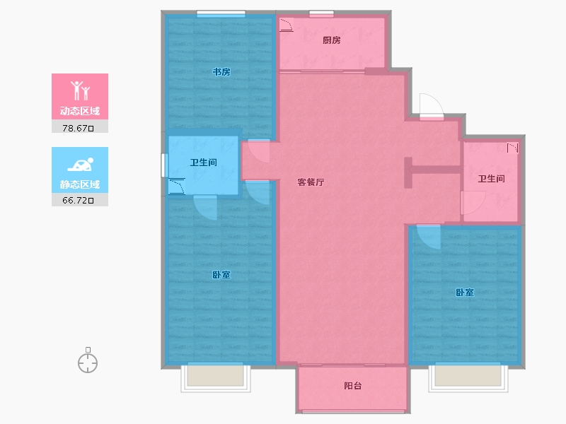 内蒙古自治区-呼和浩特市-呼和浩特亿利生态城-132.17-户型库-动静分区