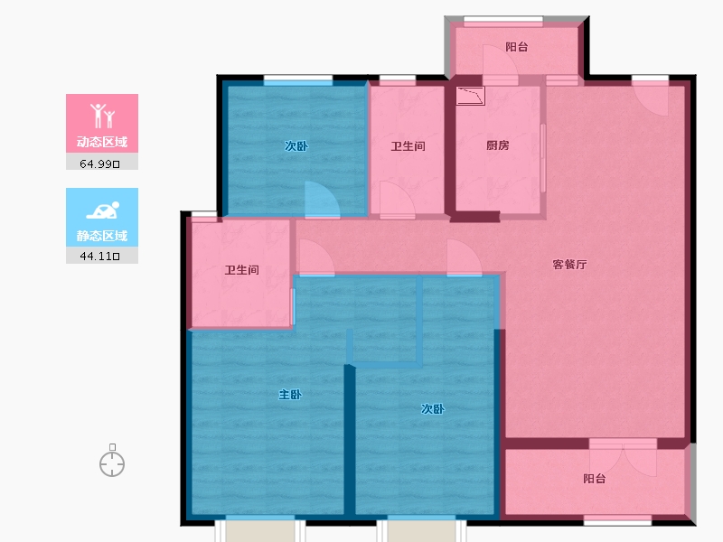 河北省-廊坊市-苏宁雲著御澜湾-97.41-户型库-动静分区