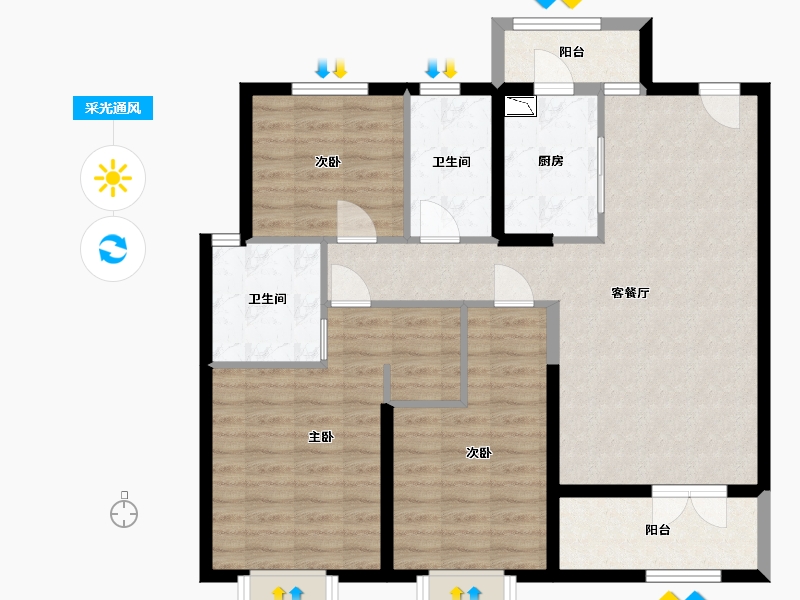 河北省-廊坊市-苏宁雲著御澜湾-97.41-户型库-采光通风