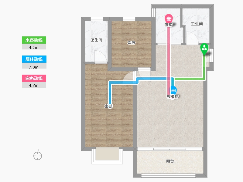 内蒙古自治区-呼和浩特市-天福·九熙府-68.86-户型库-动静线