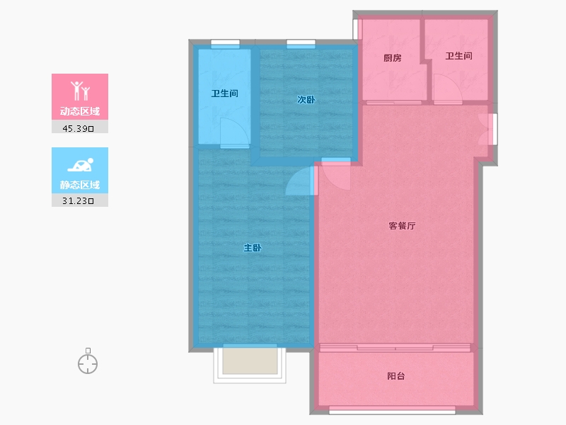 内蒙古自治区-呼和浩特市-天福·九熙府-68.86-户型库-动静分区