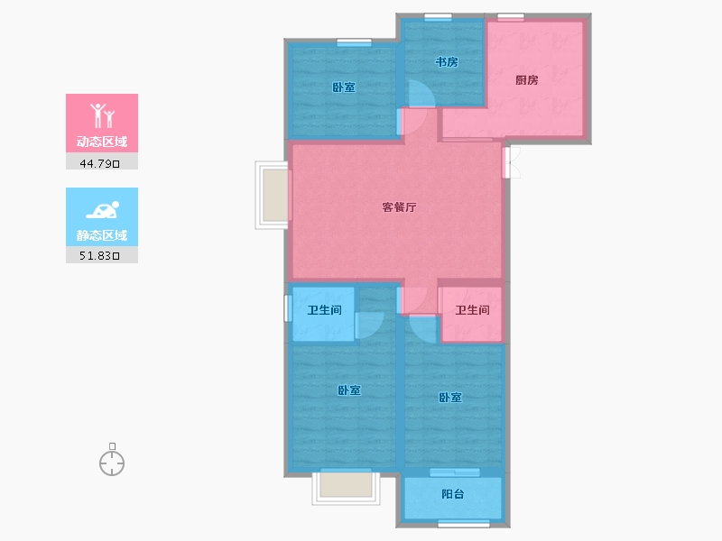 内蒙古自治区-呼和浩特市-天福·九熙府-86.03-户型库-动静分区