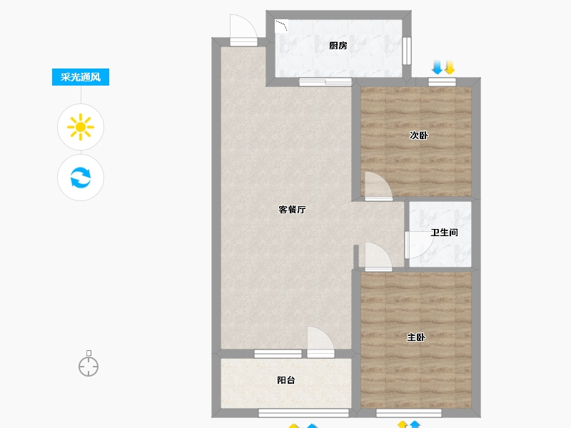 河北省-廊坊市-荣盛永清花语城西区-65.00-户型库-采光通风