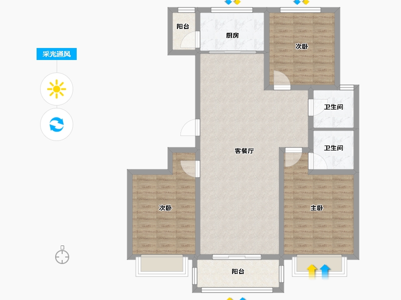 山西省-临汾市-尚景苑-105.30-户型库-采光通风