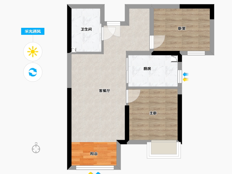 内蒙古自治区-呼和浩特市-呼和浩特恒大悦府-53.22-户型库-采光通风