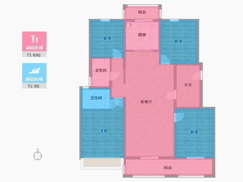 内蒙古自治区-包头市-中梁・首府壹号院-112.81-户型库-动静分区