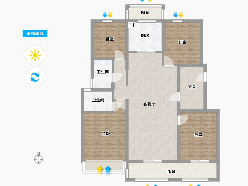 内蒙古自治区-包头市-中梁・首府壹号院-112.81-户型库-采光通风