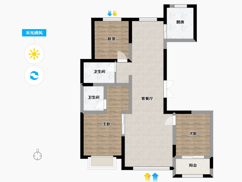 内蒙古自治区-呼和浩特市-万枫·美利山-87.60-户型库-采光通风