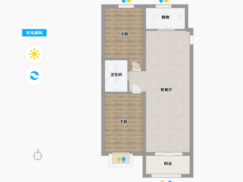 河北省-廊坊市-盛德紫悦府-70.40-户型库-采光通风