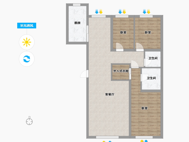 内蒙古自治区-包头市-星河水郡-93.81-户型库-采光通风