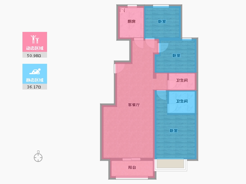 河北省-廊坊市-狮子城丁香园-77.36-户型库-动静分区