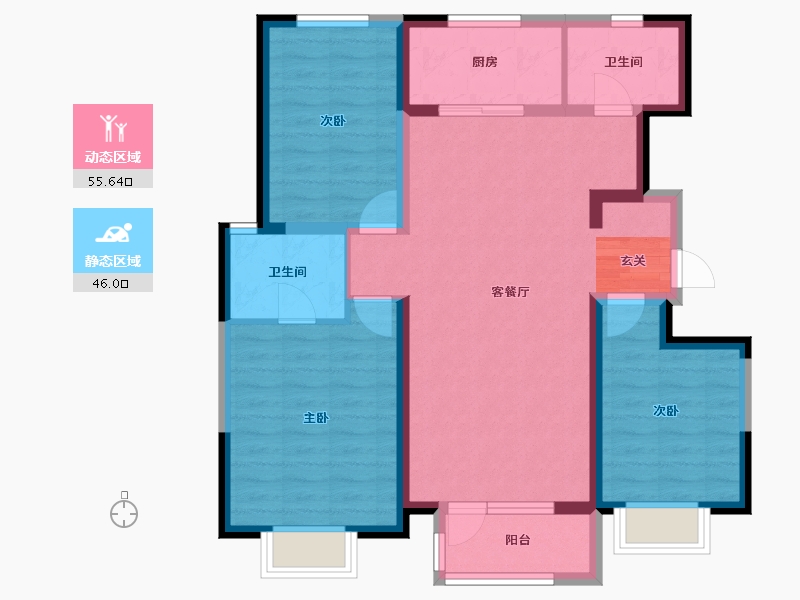 河北省-唐山市-丰南和泓大成府-90.46-户型库-动静分区