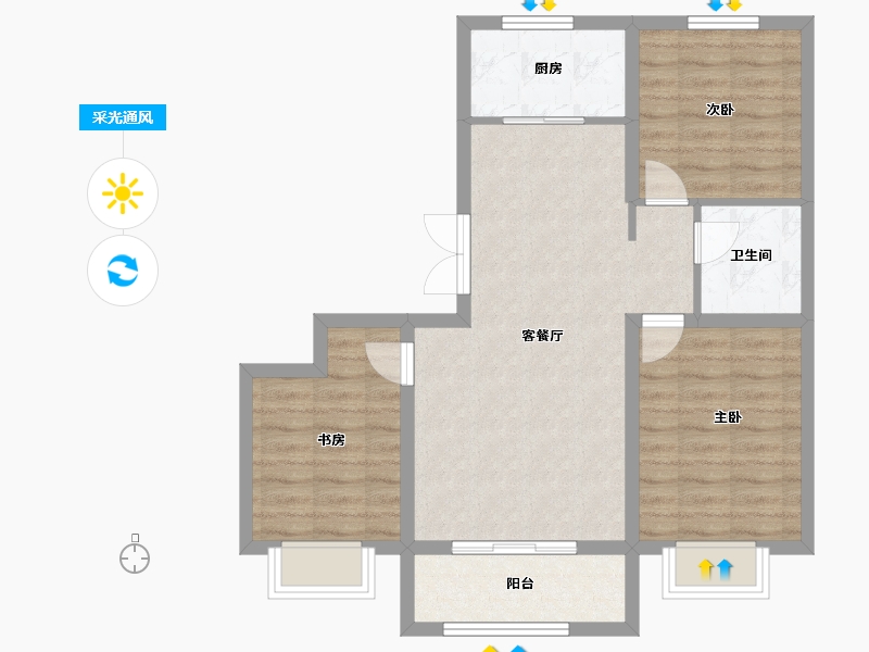 山西省-临汾市-悦尚城-75.55-户型库-采光通风