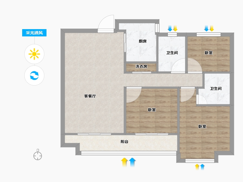 山西省-太原市-纳丹堡-74.12-户型库-采光通风