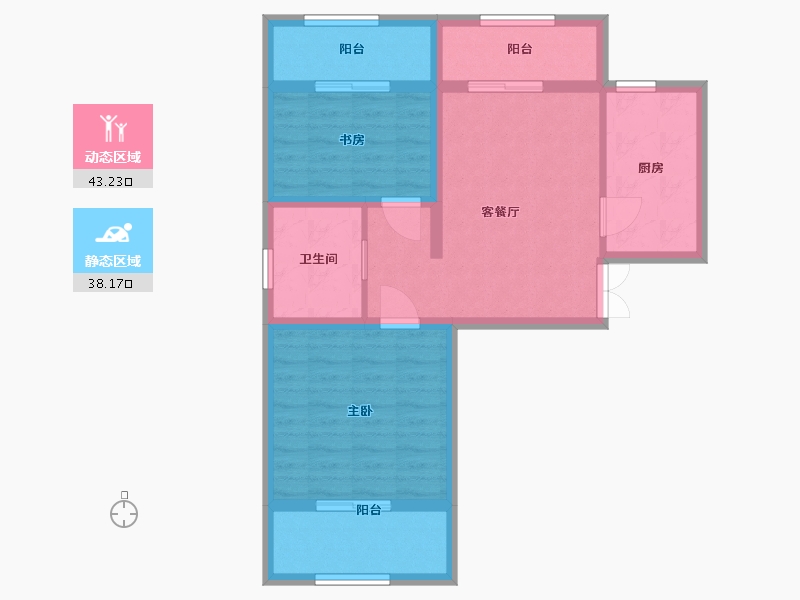 河北省-廊坊市-荣盛·阿尔卡迪亚·高铁新干线帝品御居-72.00-户型库-动静分区