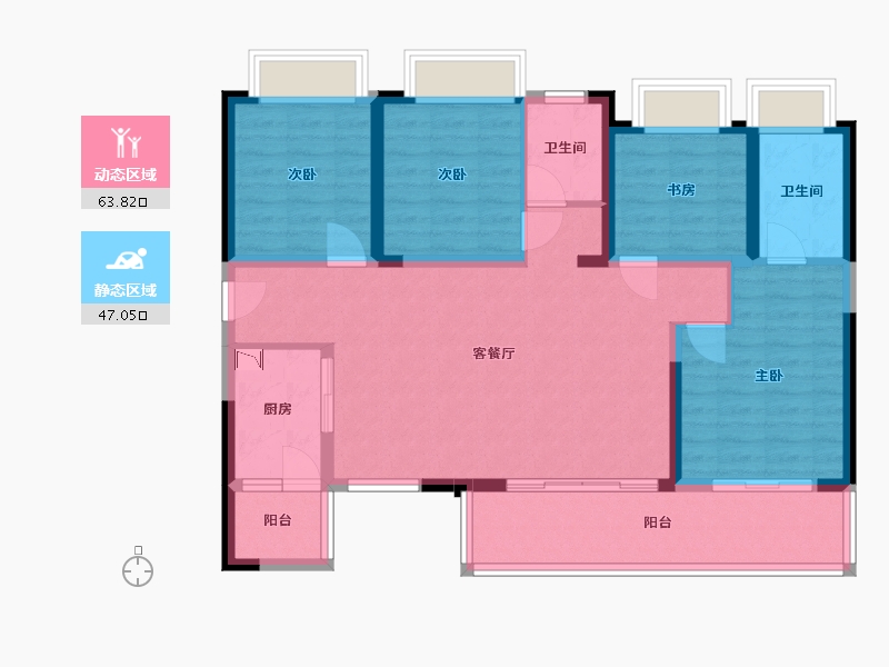 云南省-玉溪市-金科·桃李郡-98.72-户型库-动静分区