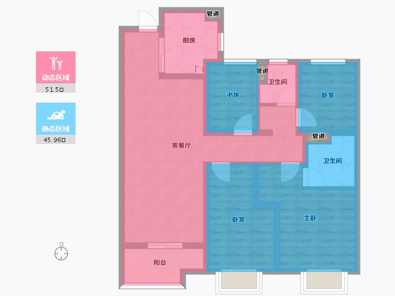 山西省-太原市-太原·龙湖天鉅-85.97-户型库-动静分区