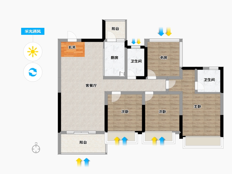 广西壮族自治区-柳州市-彰泰江与城-99.24-户型库-采光通风