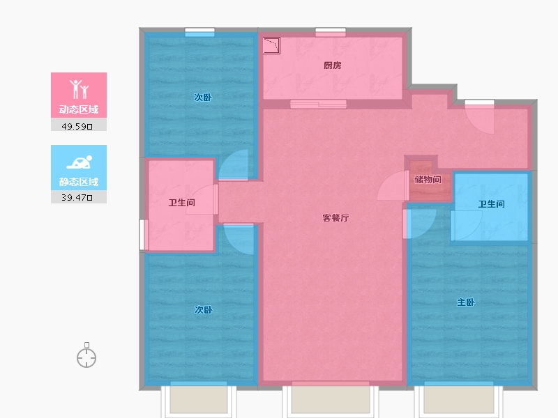 内蒙古自治区-包头市-万科城-79.36-户型库-动静分区