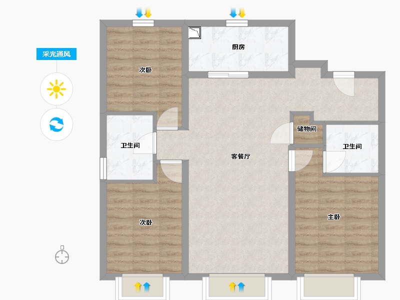 内蒙古自治区-包头市-万科城-79.36-户型库-采光通风