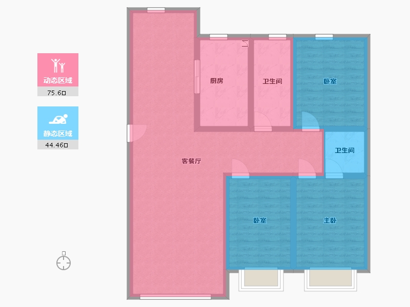 内蒙古自治区-包头市-紫贵华府-107.64-户型库-动静分区