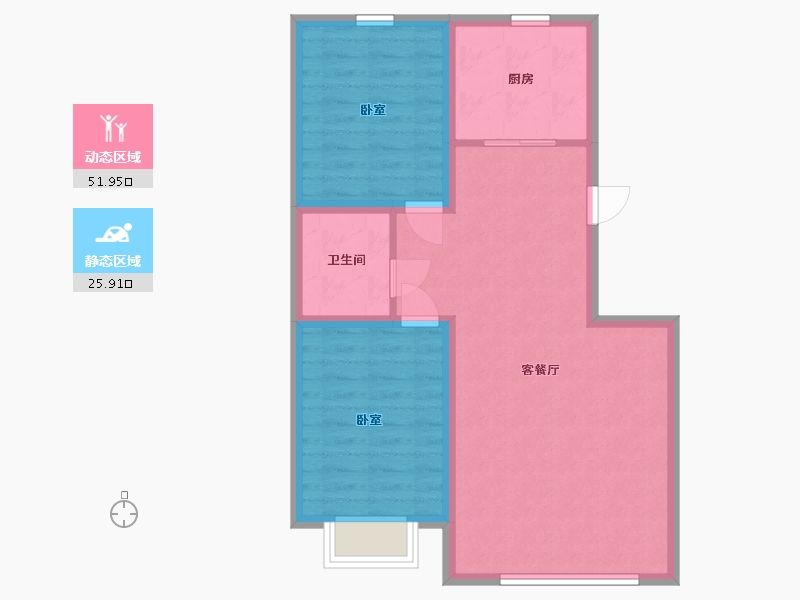 内蒙古自治区-包头市-紫贵华府-70.13-户型库-动静分区