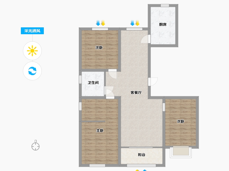 河北省-廊坊市-瑞祥花园-97.50-户型库-采光通风