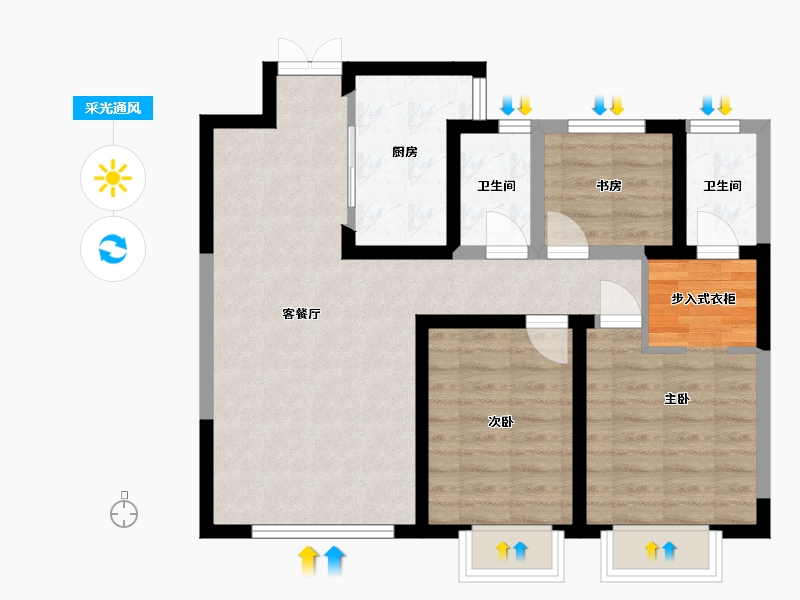 内蒙古自治区-呼和浩特市-万枫·美利山-75.71-户型库-采光通风