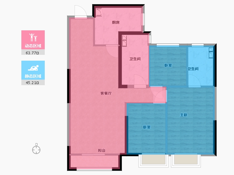 内蒙古自治区-呼和浩特市-呼和浩特恒大悦府-98.00-户型库-动静分区