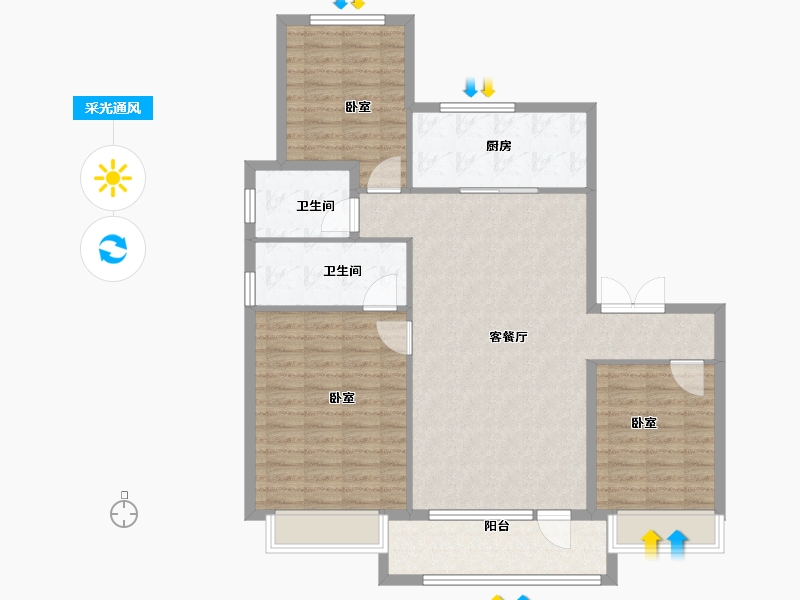 河北省-邢台市-邢台壹号院-109.32-户型库-采光通风