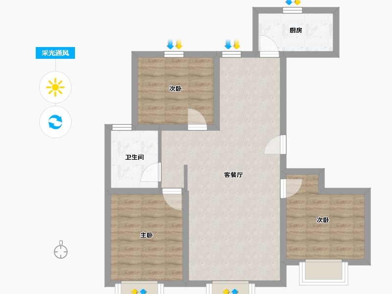 河北省-廊坊市-万澎公馆-72.40-户型库-采光通风