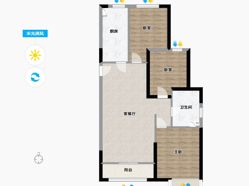 内蒙古自治区-呼和浩特市-呼和浩特恒大悦府-78.00-户型库-采光通风