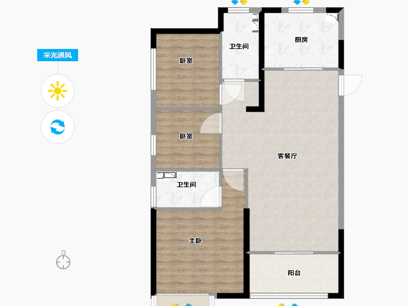 内蒙古自治区-呼和浩特市-呼和浩特恒大悦府-98.00-户型库-采光通风