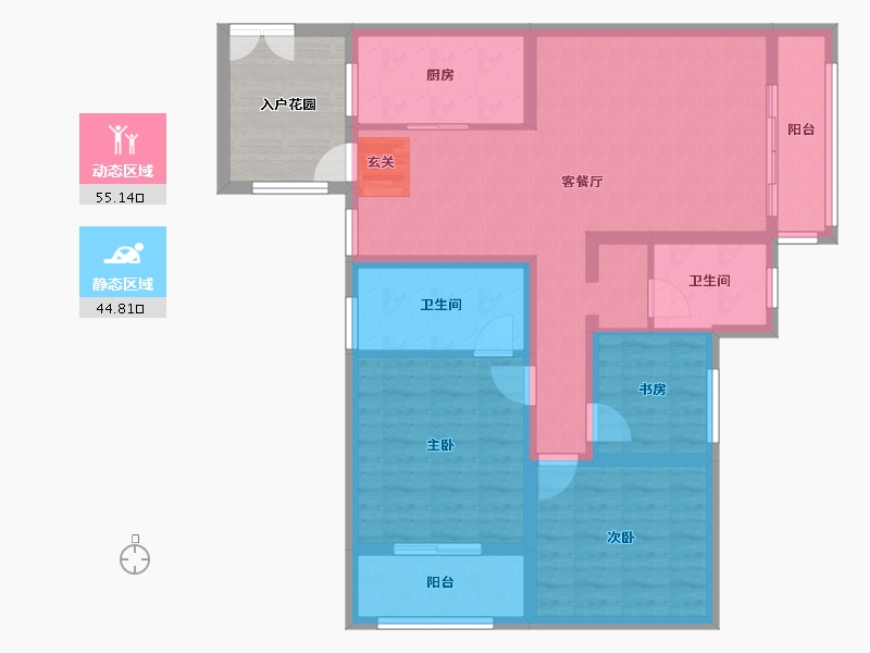 云南省-昆明市-第三城紫香园-95.68-户型库-动静分区