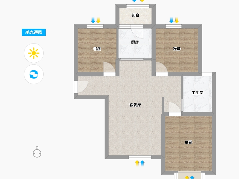 河北省-廊坊市-万澎公馆-63.37-户型库-采光通风