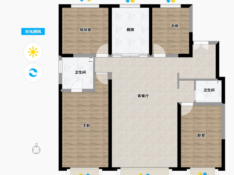 内蒙古自治区-包头市-万科翡翠都会-128.00-户型库-采光通风