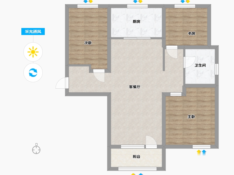 河北省-廊坊市-荣盛·阿尔卡迪亚·高铁新干线帝品御居-82.40-户型库-采光通风