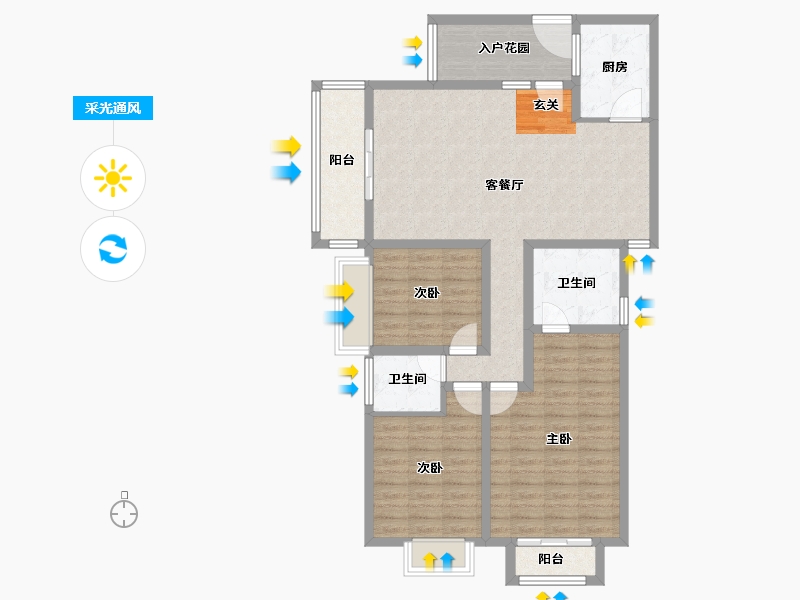 云南省-昆明市-第三城紫香园-104.37-户型库-采光通风