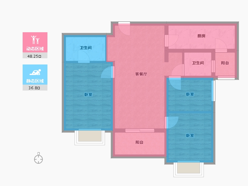 云南省-昆明市-万科500里-75.11-户型库-动静分区