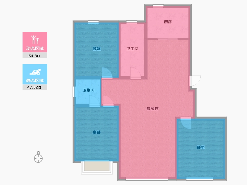 内蒙古自治区-包头市-紫贵华府-101.26-户型库-动静分区