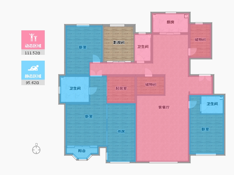 内蒙古自治区-呼和浩特市-泽信青城-198.37-户型库-动静分区