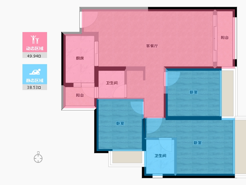 云南省-昆明市-金色城邦二期-78.31-户型库-动静分区