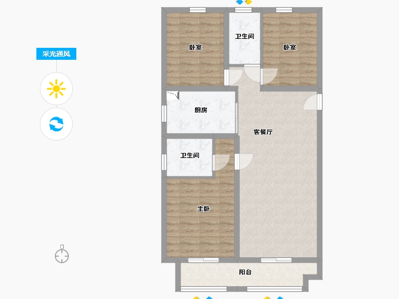 内蒙古自治区-包头市-中梁・首府壹号院-89.00-户型库-采光通风