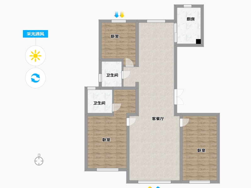 内蒙古自治区-呼和浩特市-中实·玺樾府-106.00-户型库-采光通风